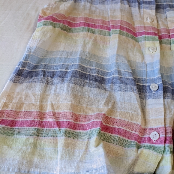 Beachlunchlounge Linen Blend Sleeveless Button Down Shirt Rainbow colors - Picture 3 of 6